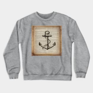 1980s dark academia beach nautical captain newspaper print vintage anchor Crewneck Sweatshirt